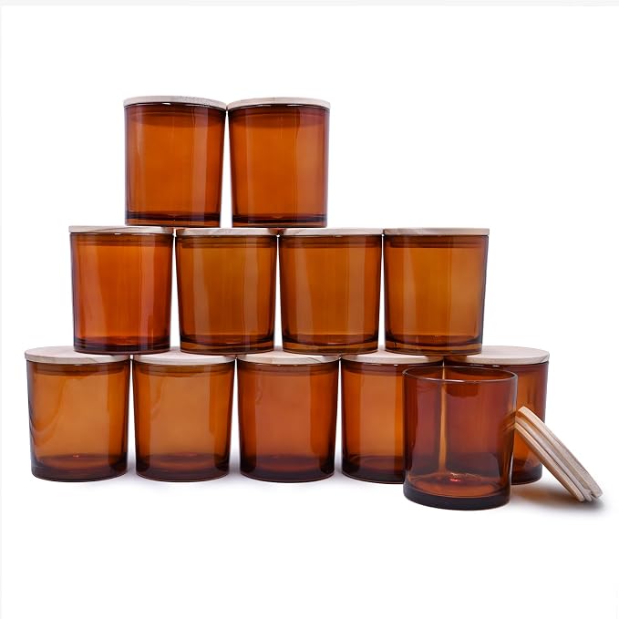 14 OZ Thick Candle Jars for Making Candles 12 Pcs, 3 Wick Empty Jars by Showin