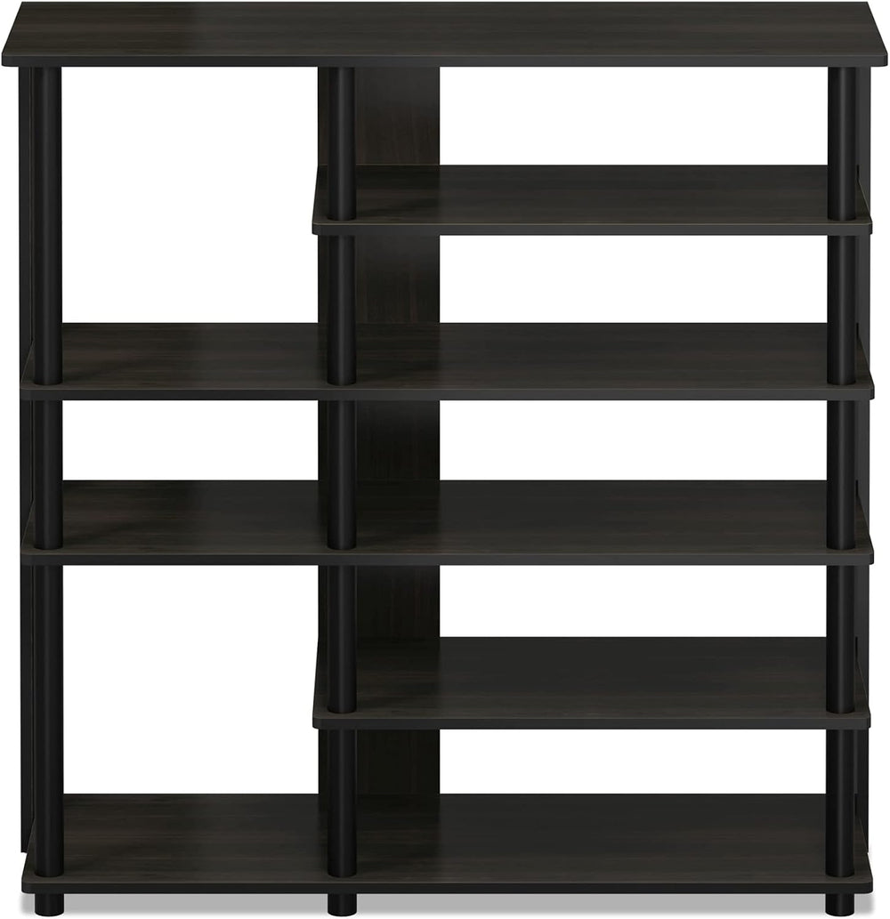 Furinno Turn-N-Tube Multi Storage Shoe Rack, 35.2"W 6-Tier, Espresso/Bla...