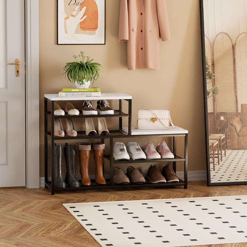 Shoe Rack Bench for Entryway,Free Standing Shoe Storage Organizer for Front D...