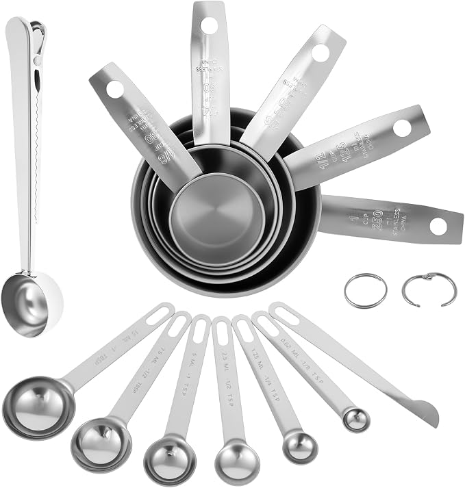 13PCS Measuring Cups and Spoons Set Stainless Steel Measuring Spoons and Cups - Image 3