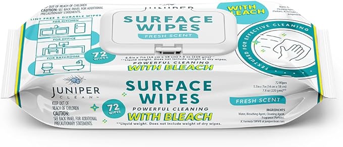 1 Pack Surface Wipes with Bleach, All-Purpose Cleaner by JuniperCLEAN