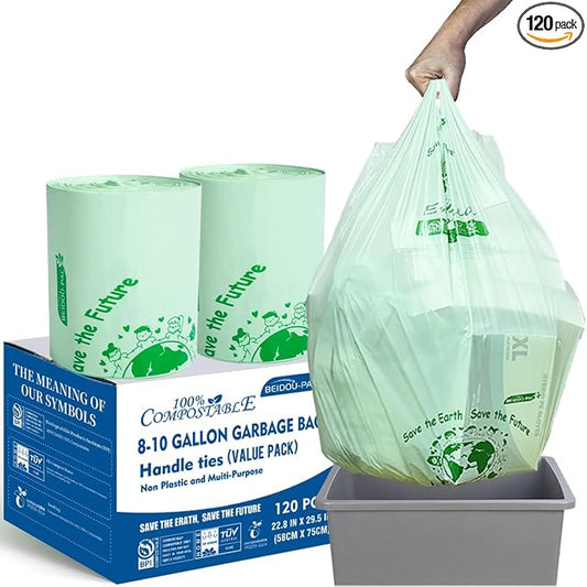 8-10 Gallon Compostable Trash Bags, Compost Bags Kitchen Trash Bags by BEIDOU-PAC