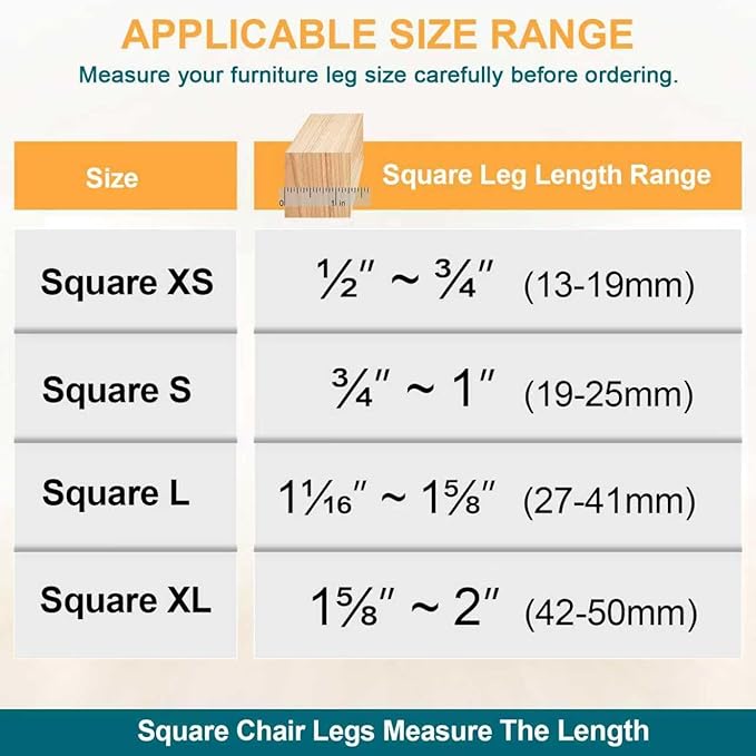 32 Pcs Square Chair Leg Protectors - Image 2
