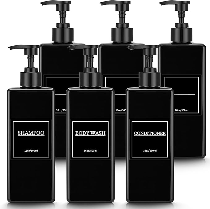 Tanlade 6 Pcs Shampoo and Conditioner Dispenser Bottles 16oz Modern Shower Soap by Tanlade