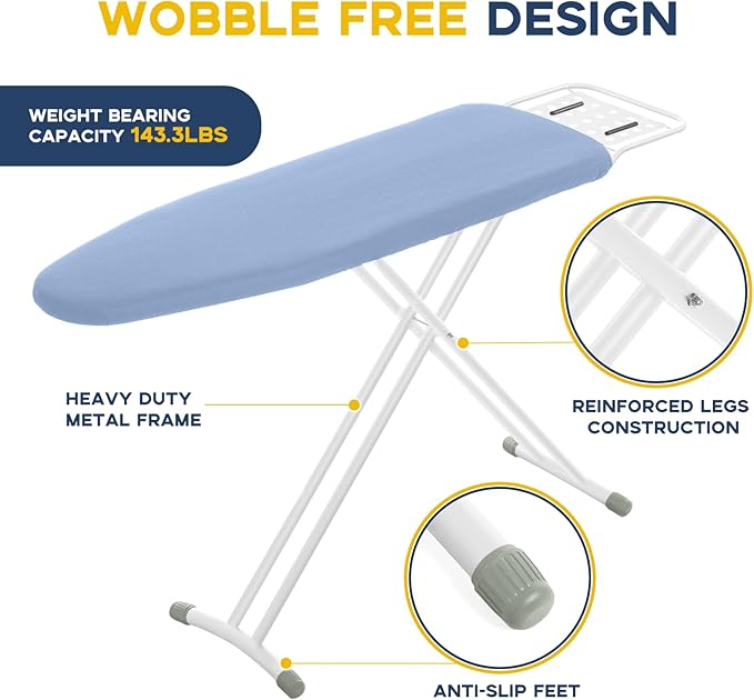 Full Size Ironing Board with Iron Rest, Heavy Duty Compact Ironing Board - Image 3