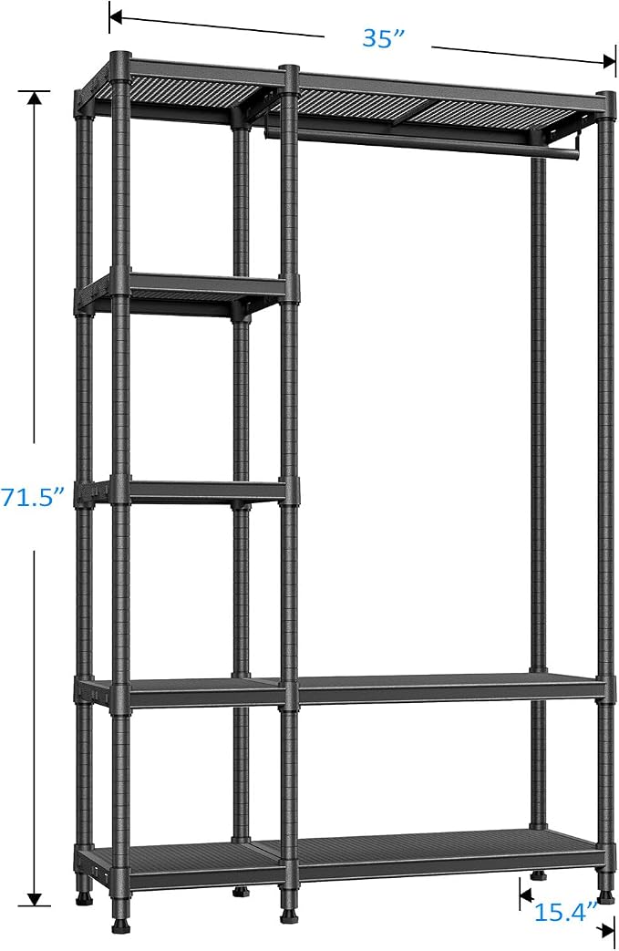IZEUK Heavy Duty Rolling Garment Rack Wire Clothes Rack - Image 7
