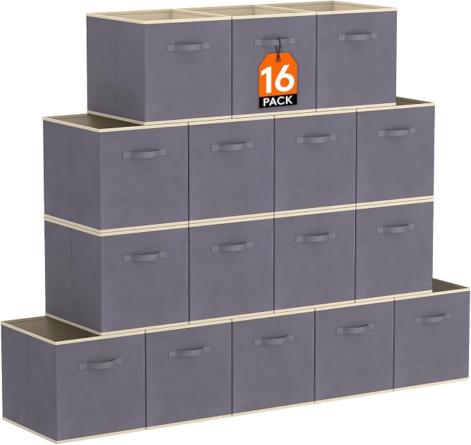 Lifewit 16 Packs Storage Cubes, 11 Inch Cube Storage Bins, Foldable Decorative by Lifewit