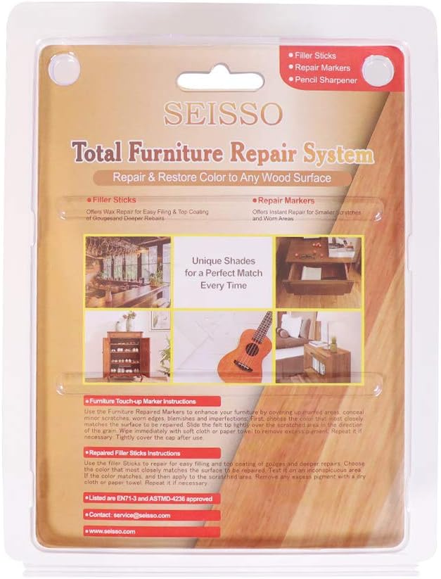 Furniture Repair kit, Wood Scratch Cover Markers*6 and Wax Filler Sticks*6 - Image 7