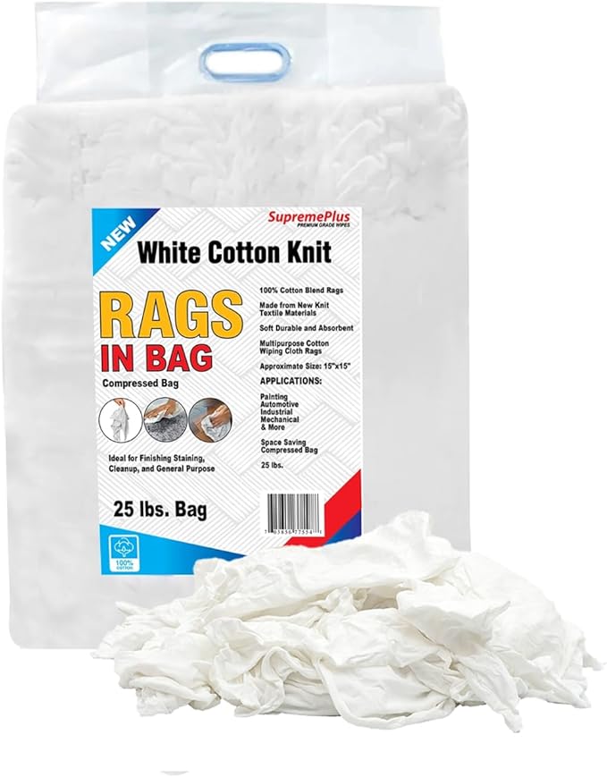 Premium White T-Shirt Cleaning Rags – White Cotton Rag by SupremePlus