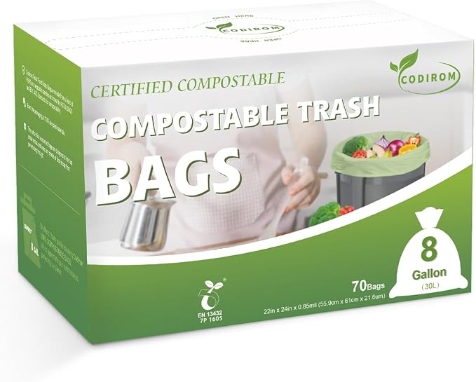 100% Compostable Trash Bags, 8 Gallon, 30 Liter, 0.85 Mils - Image 4