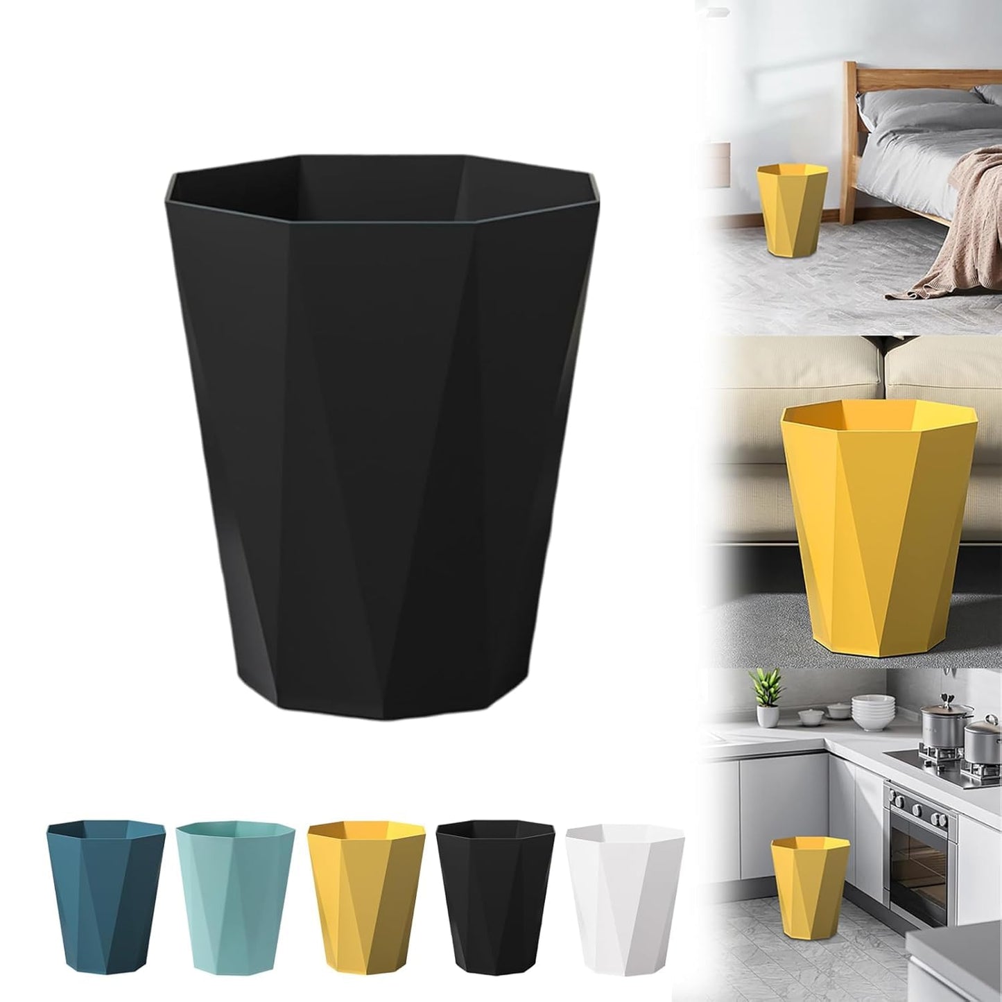 Mini Trash Can for Bedroom, Plastic Dorm Trash Can Wastebasket - Garbage Container Trash Organizer for Bathrooms Kitchens Offices (Black)