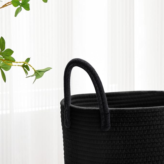 VIPOSCO Large Laundry Hamper, Tall Woven Rope Storage Basket - Image 3