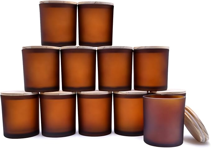 14 OZ Thick Candle Jars for Making Candles 12 Pcs, 3 Wick Empty Jars by Showin