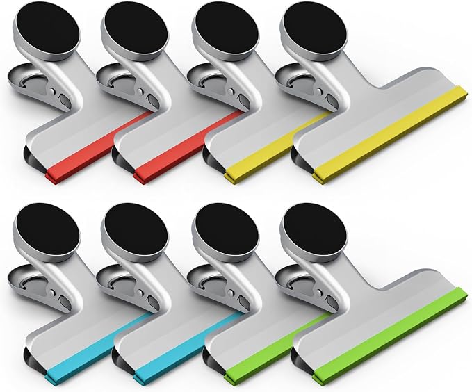 HOUSE AGAIN 8 Pack Stainless Steel Magnetic Chip Bag Clips Covered by HOUSEAGAIN