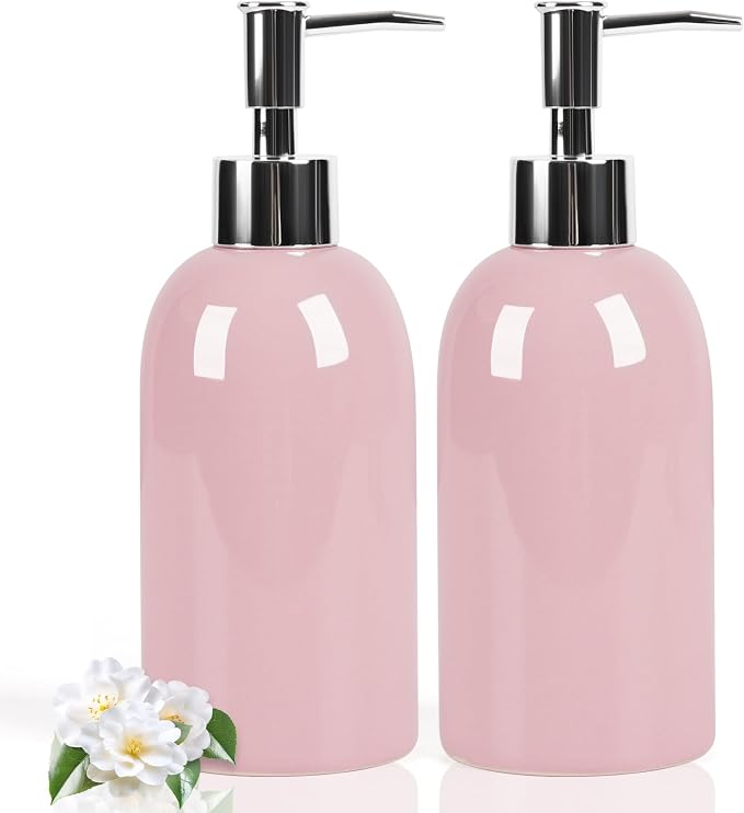 Natheeph 14OZ Ceramic Soap Dispenser Ceramic Soap Pump Dispenser Can Fill Liquid by Natheeph