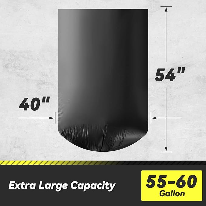 150 Count 55-60 Gallon Trash Bags, Sturdy & Tear-Resistant Commercial Can - Image 4