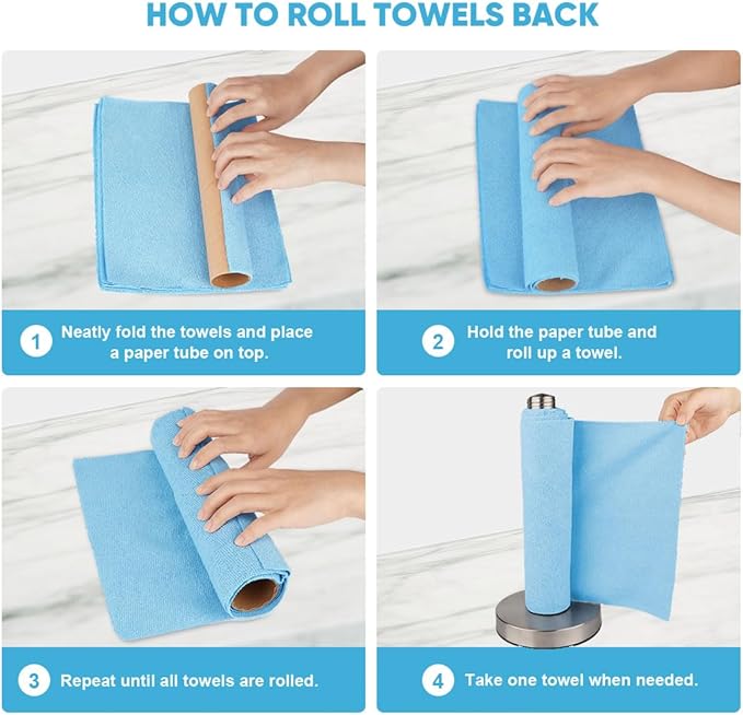 AIDEA Microfiber Cleaning Cloth, Shop Towels 330 Sheets 6 Roll, Microfiber - Image 7