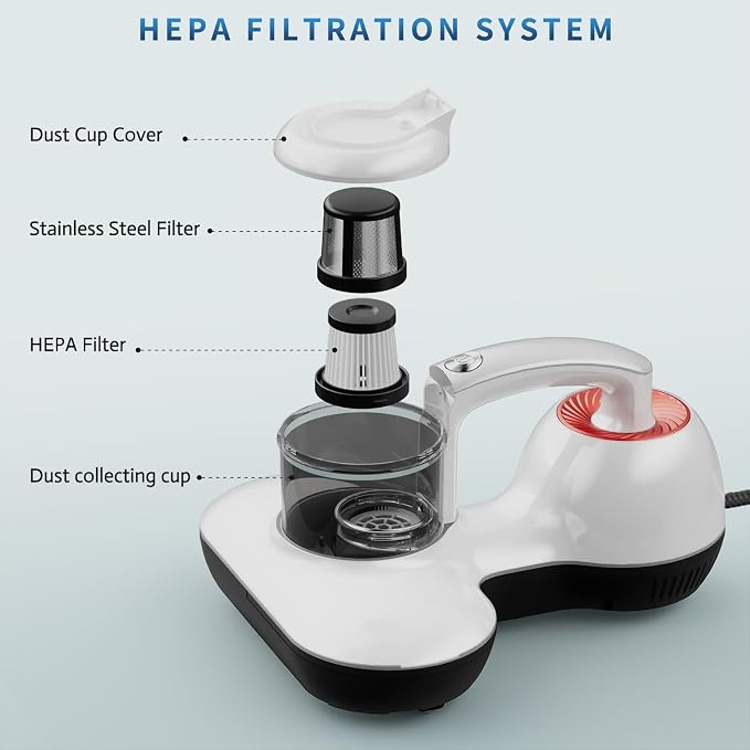 Mattress Vacuum Cleaner, Handheld UV Bed Vacuum Cleaner 16KPa & 12800 - Image 2
