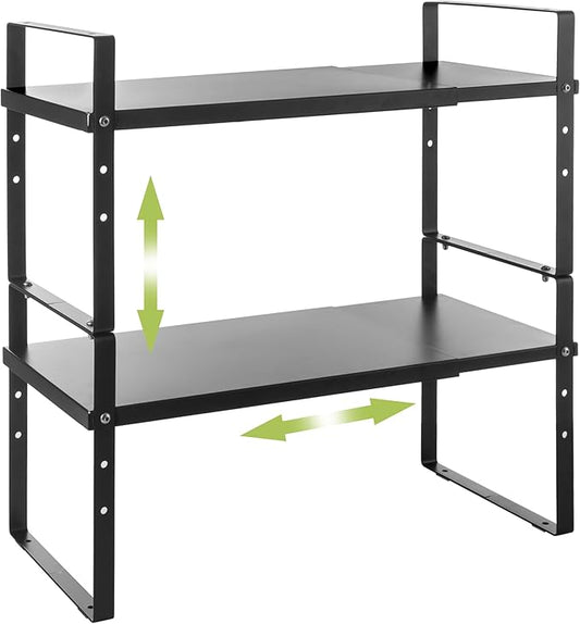 Expandable Cabinet Shelf Organizer Rack, Stackable Kitchen Counter Storage by Acorss-Star