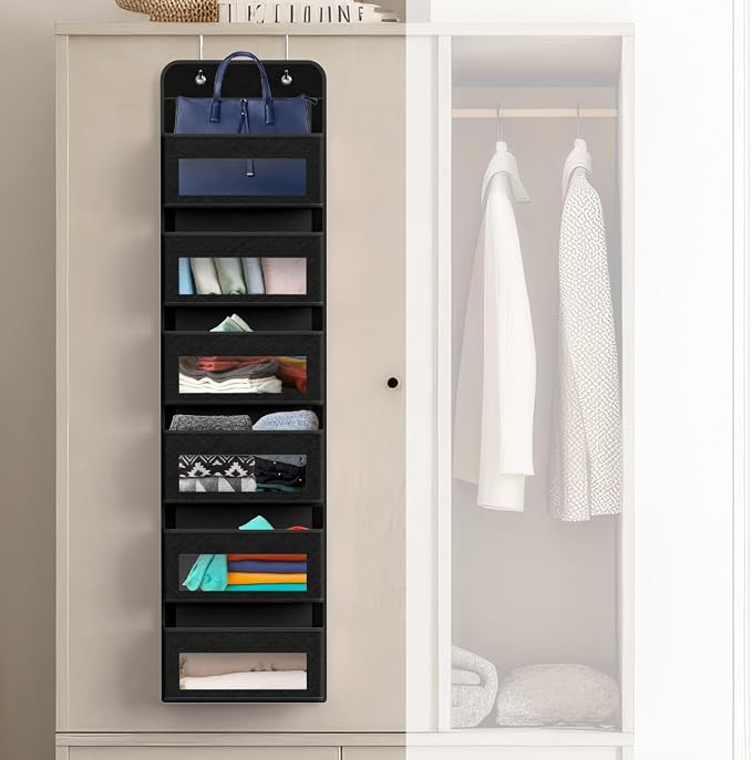 Simple Houseware 6 Clear Window Pocket Over Closet Door Storage Hanging - Image 4