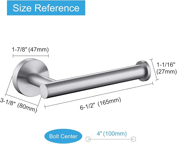 TASTOS Toilet Paper Holder SUS304 Stainless Steel Round Size Brushed Nickel 2 - Image 2