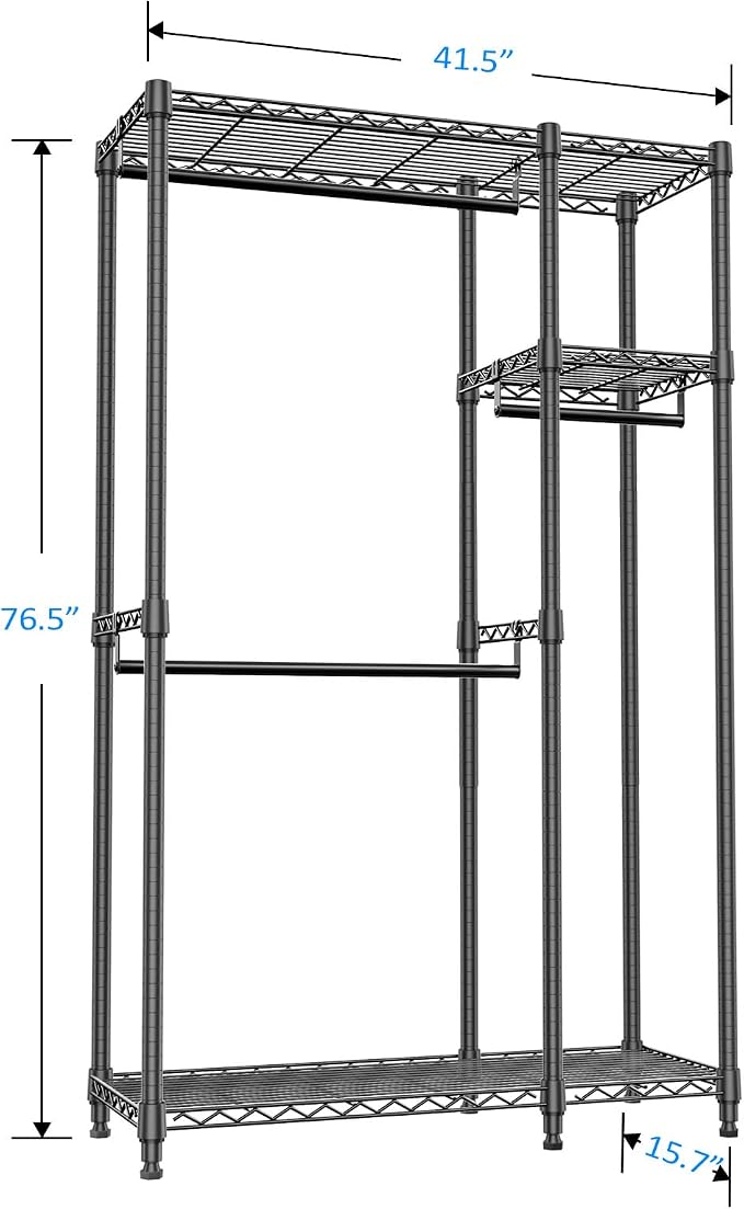 IZEUK 2 Combination Heavy Duty Garment Rack Wire Clothes Rack - Image 2