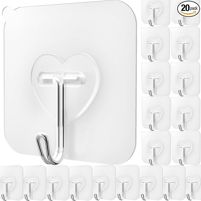 DGYB 20 Pcs Clear Adhesive Hooks by DGYB