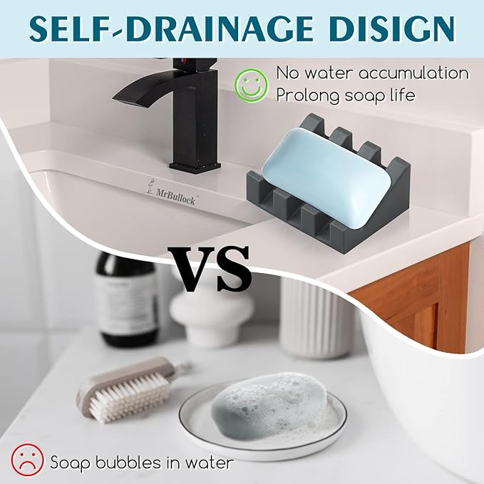 Silicone Soap Dish for Bar Soap Holder for Shower Bathroom Self Draining - Image 3