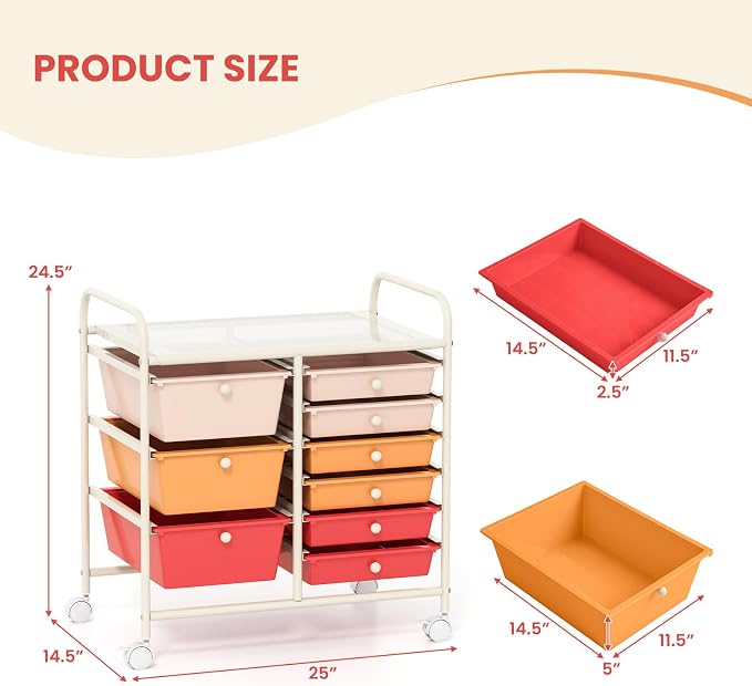 GOFLAME 9-Drawer Rolling Storage Cart, Mobile Utility Cart - Image 3