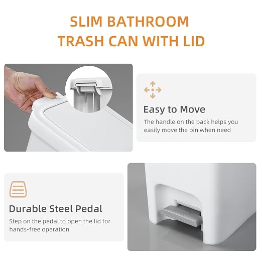 MOPALL Small Bathroom Trash Can - Image 5