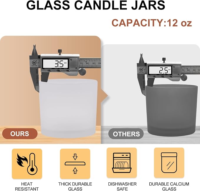 12 OZ Thick Candle Jars for Making Candles 12 Pcs, Empty Jars - Image 2