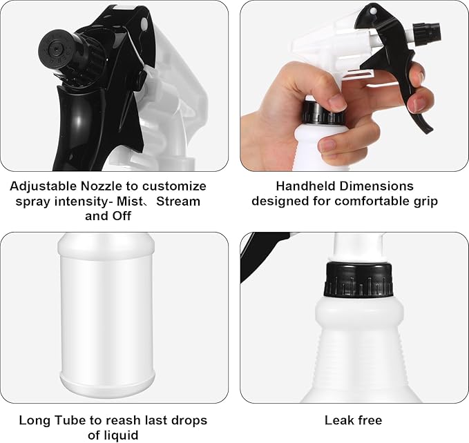 Eccliy 12 Pcs 16 Oz Plastic Spray Bottle, Adjustable Empty Reusable Sprayer - Image 3