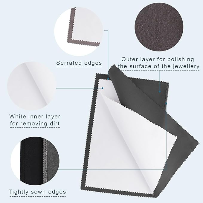 Phinus 3PCS Jewelry Cleaning Cloth, 100% Cotton Jewelry Cloth Polishing - Image 3