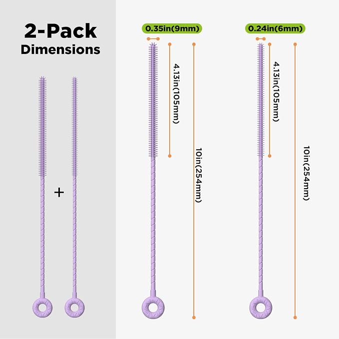 2 Pcs Silicone Straw Cleaner Brush, Extra Long Cleaning Brushes - Image 2