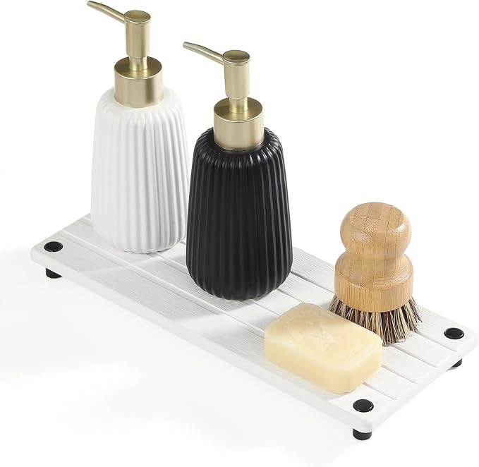 Instant Dry Sink Caddy Kitchen Sink Organizer, Quick Drying Stone Tray by Razborci