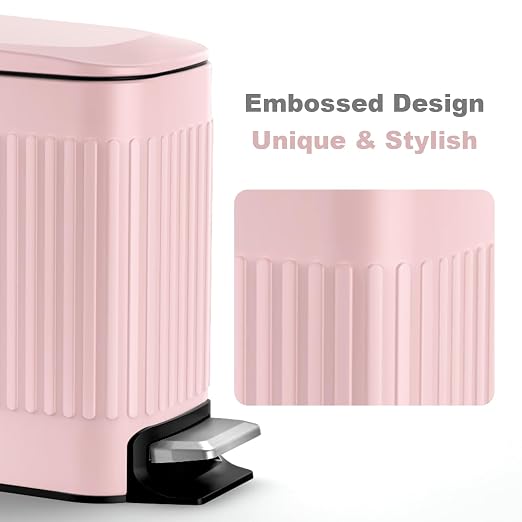 TrashAid Pink Bathroom Trash Can, 1.6 Gallon Stainless Steel Small Garbage Can - Image 3