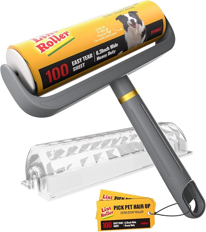Large Surface Lint Roller, 6.3" Extra Sticky Rollers by DYMOLL