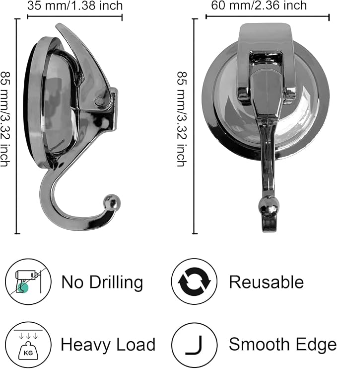 Heavy Duty Suction Cup Hooks for Shower, Bathroom Robe - Image 4