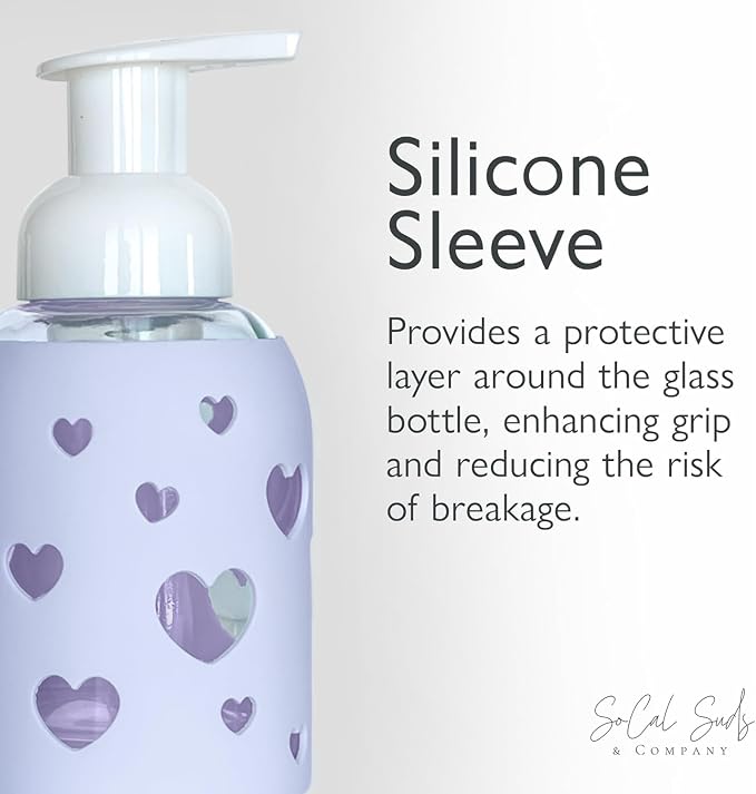 SoCal Suds & Company Glass Foaming Hand Soap Dispenser, Heart Silicone Sleeve - Image 5