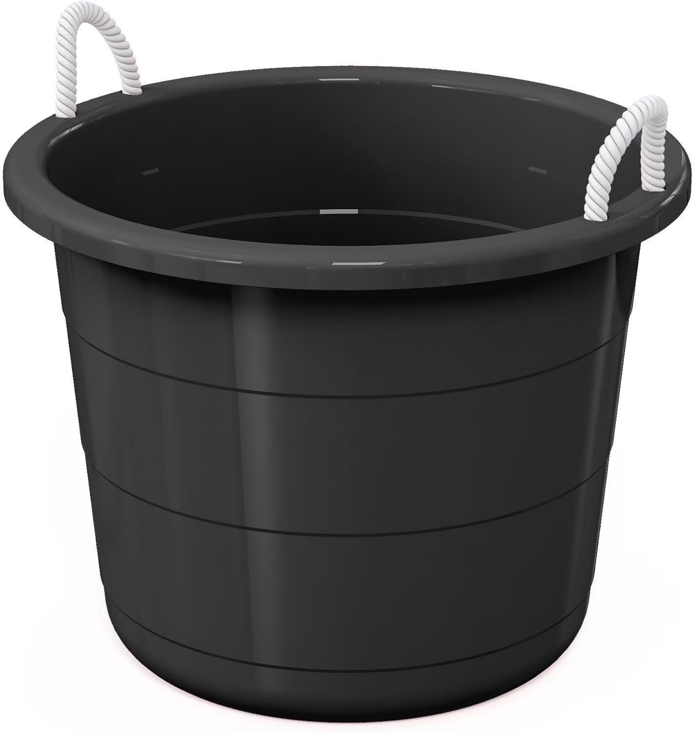 17-Gallon Plastic Storage Bucket with Rope Handle, Multi-Purpose Bucket (Black)