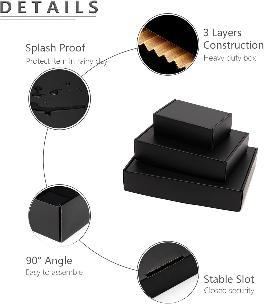 Timirog Black Shipping Boxes 11 1/8 x 8 5/8 x 2" Letter Size 25 Pack - C...