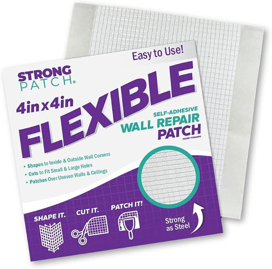 StrongPatch® 4 in. x 4 in. Flexible Self-Adhesive Wall Repair Patch – Versatile by StrongPatch