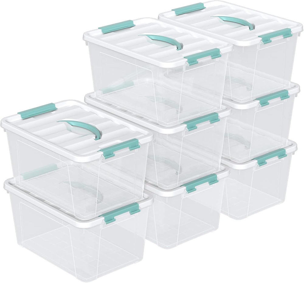 8-Pack Stackable Clear Storage Bins with Lids, 14-Qt Storage Box