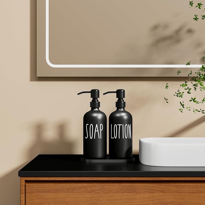 MOMEEMO Black Soap Dispenser Bathroom, Contains Lotion and Hand Soap Dispenser - Image 5