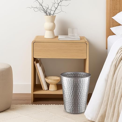 Monarch Abode Pewter Hand Hammered Metal Wastebasket - Image 8