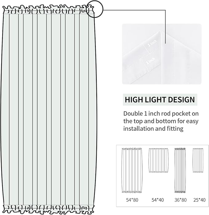 DWCN French Door Curtains – Rod Pocket Thermal Curtain - Image 3