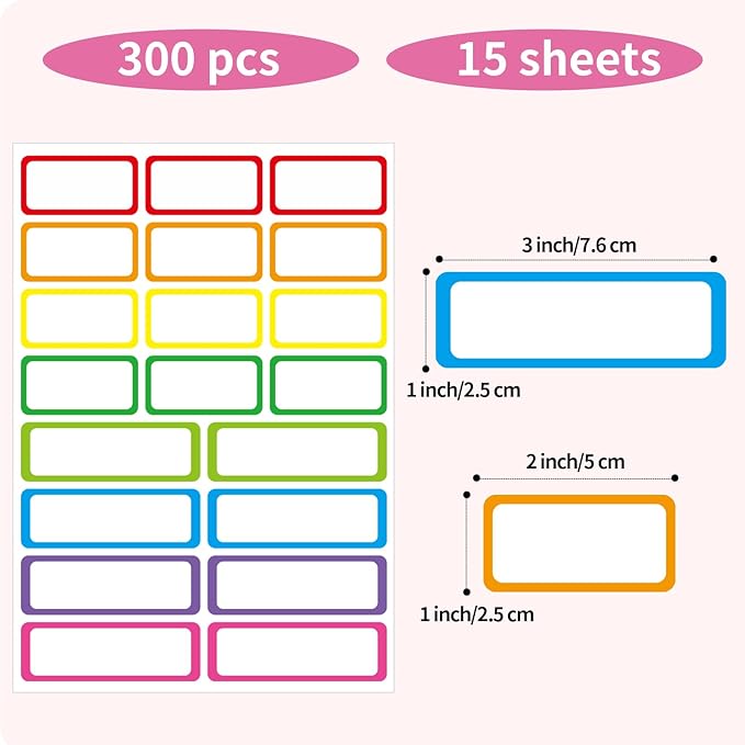 STARLIBOO Colored Labels, Removable Labels Stickers, Self-Adhesive Rectangular - Image 2