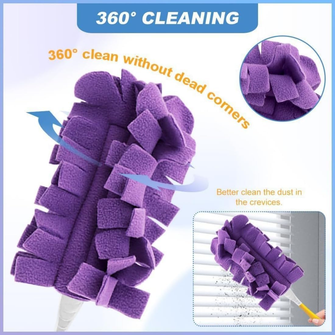 Reusable Chenille Microfiber Dust Duster, 2026 New Reusable Duster with Removable Washable Cloth Covers, 360°Electrostatic Duster Refills, Multi-Surface Dusting Mop for Efficient Home Cleaning (1Set)