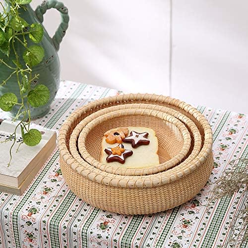 Open Round Nantucket Basket Fruit Basket Desktop Organizer Bread Basket stave...