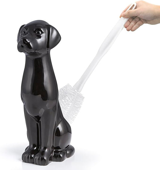 Black Labrador Ceramic Toilet Brush Holder by AllureHomeCreation